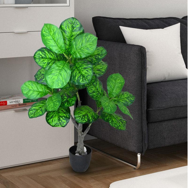Faux Everlasting Dieffenbachia Seguine Plant With Black Plastic Pot - 95 cm (3.1 ft) media 3