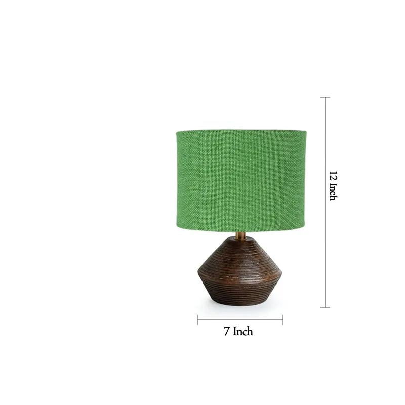 Yami Wooden Table Lamp With Jute Shade - Green,Brown media 5