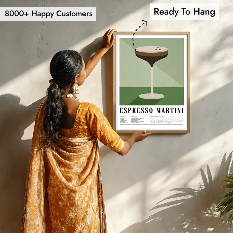 Java Martini Framed Canvas Archival Canvas Wall Painting - Natural Brown Frame media 6