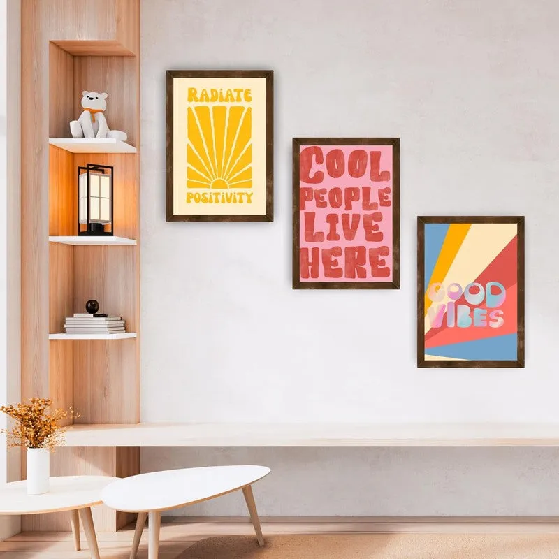 Positivity Pop Paper Wall Painting With Frame - Brown media 4