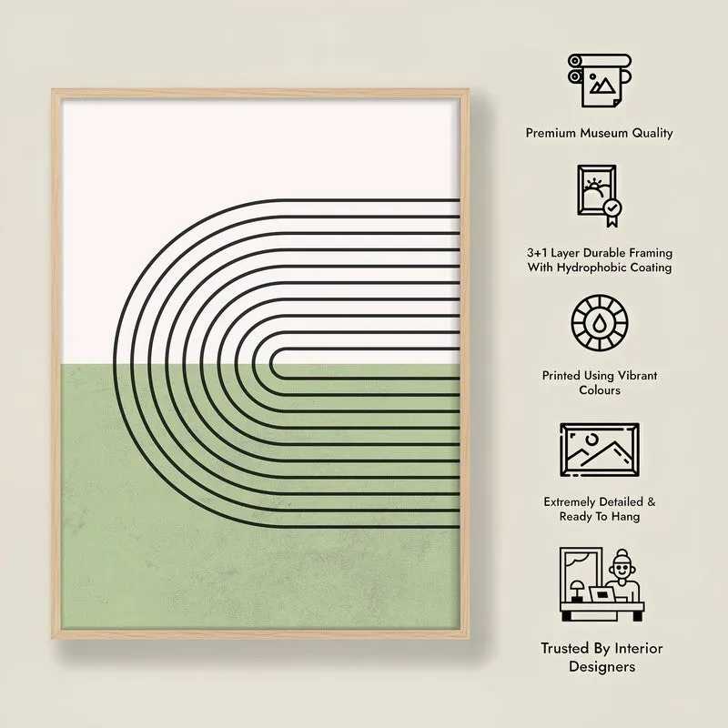 Cerchio Green Archival Canvas Wall Art - Natural Brown Frame media 8
