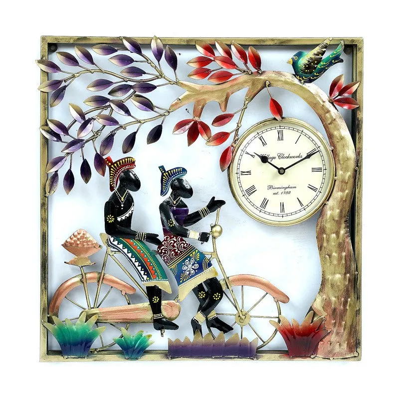Tribal Couple Frame Artwork Metal Wall Clock media 4