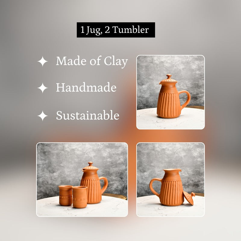 Charming Terracotta Jug with Glasses - Three Piece Set media 7