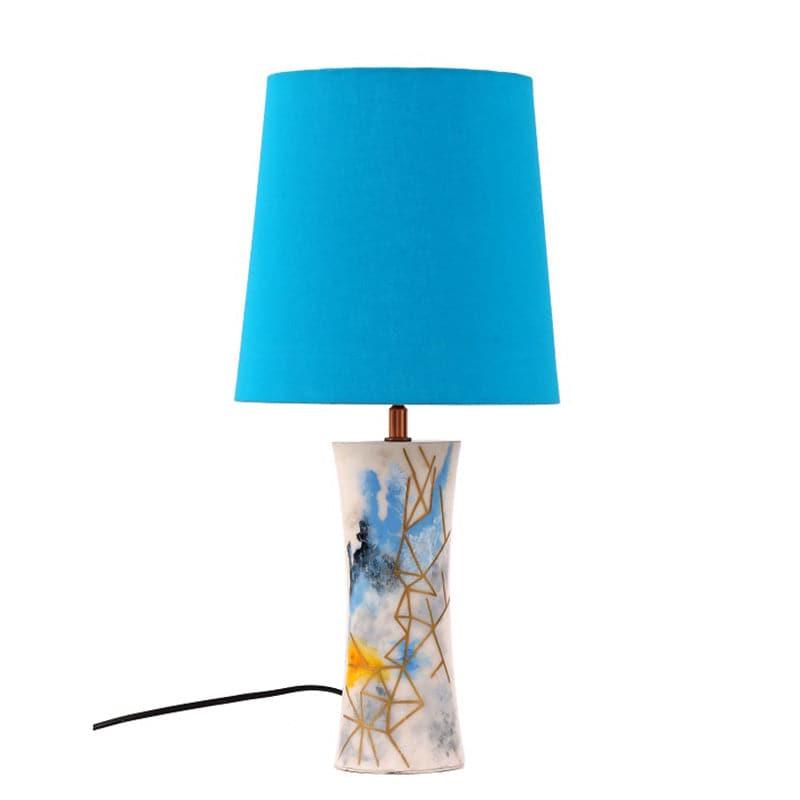Blue Shine Right Hand Painted Ceramic Table Lamp - Multicolor media 4