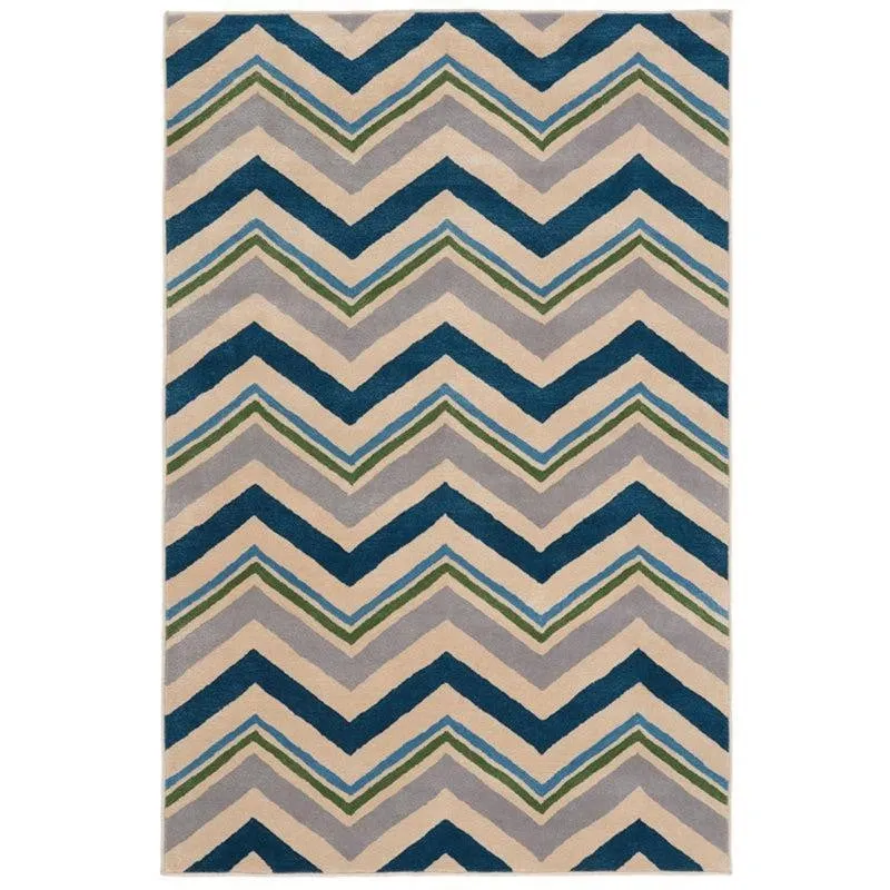 Peregrin Hand Tufted Geometric Wool & Nylon Carpet - Blue media 1
