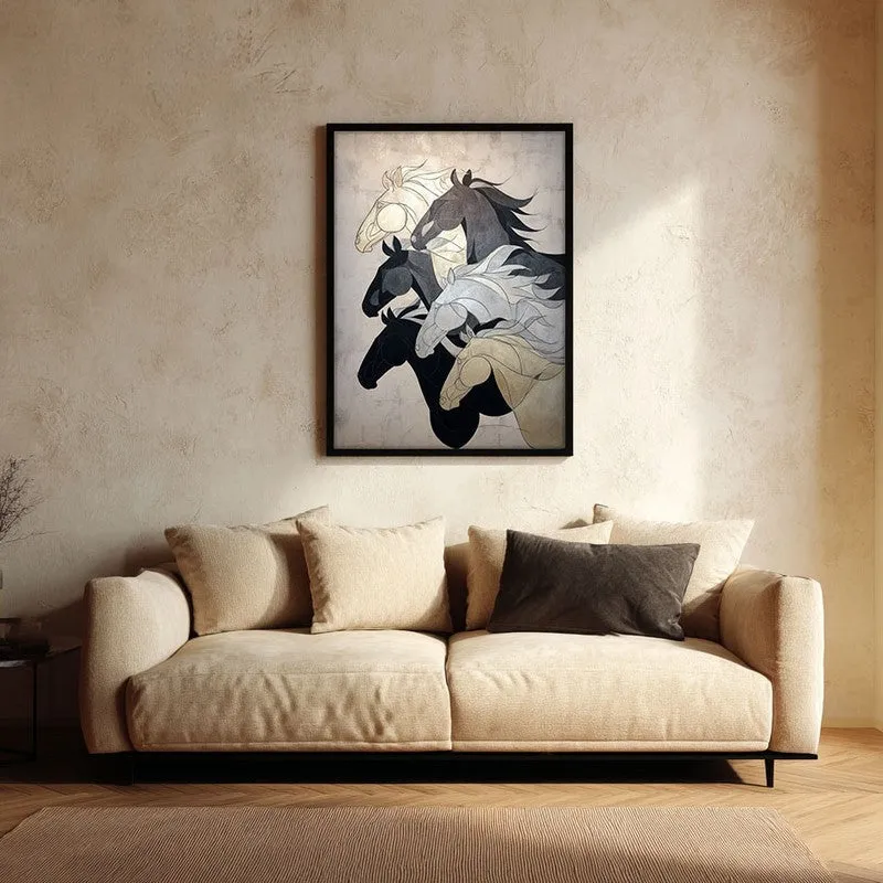 Regal Horse Wall Painting With Black Frame media 1