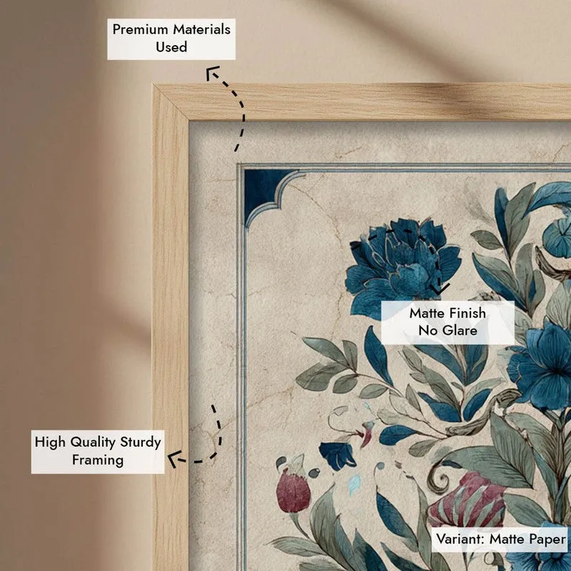 Floral Folk Art Canvas Wall Painting With Brown Frame media 10