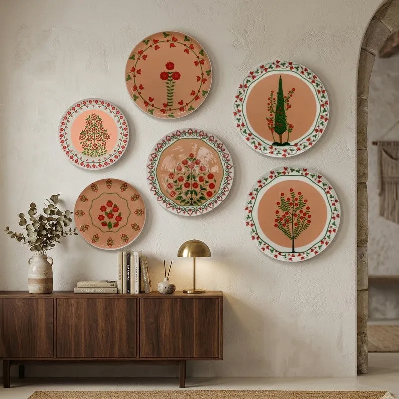 Phoolwari Elegance Metal Wall Plates - Set Of Six media 1