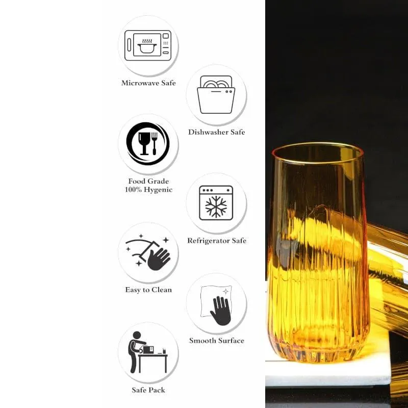 Pasabahce Aspen Glass Tumbler (Orange) (360 ml ) - Set Of Six media 5