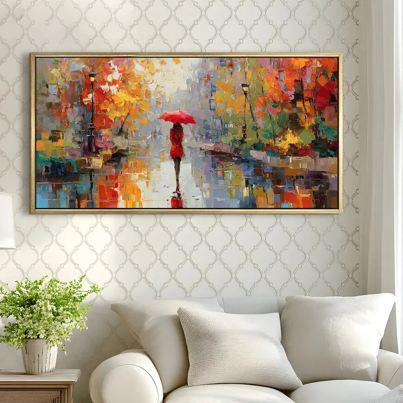 Crimson in Rain Canvas Wall Painting With Frame media 4