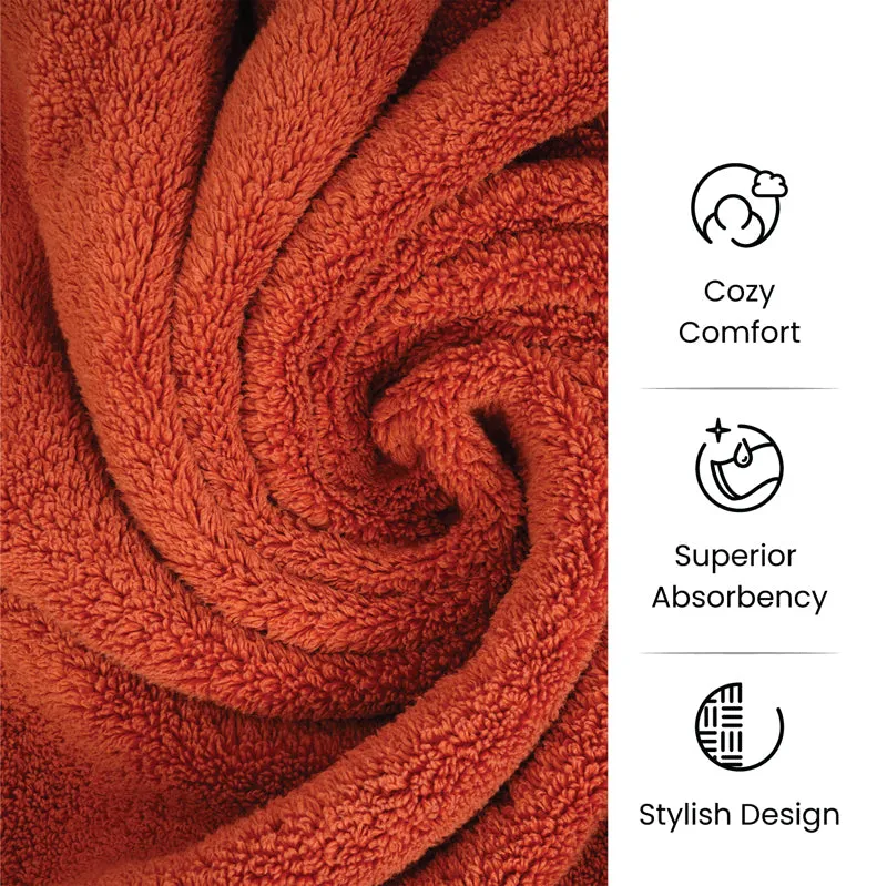 Micro Cotton Soft Serenity Solid Hand Towel (Orange) - Set Of Two media 10