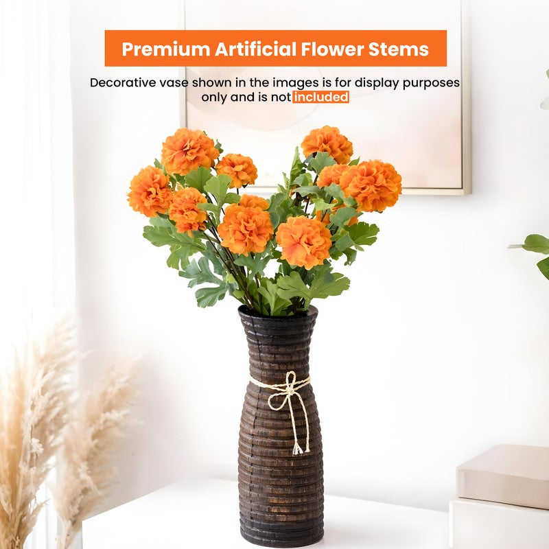 Rosvian Fabric Artificial Flower (Orange) - Set Of Two media 4