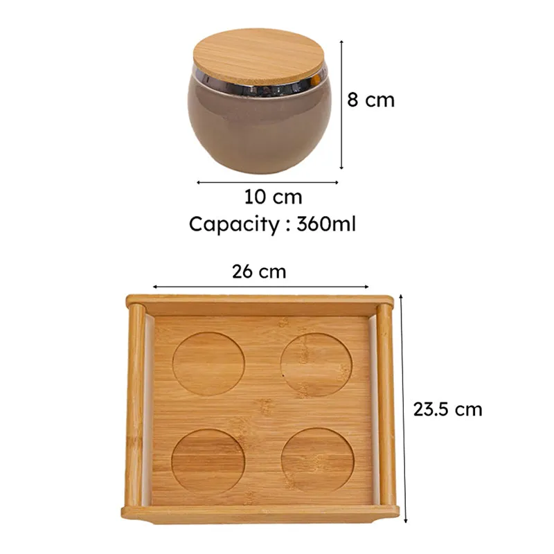 Lira Brown Dry Fruit Container With Tray (360 mL Each) - Five Piece Set media 7