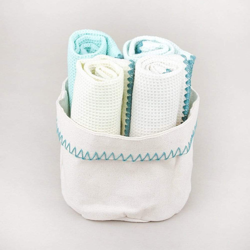 Fluff & Fold Cotton Hand & Face Towel (Green) - Set Of Four