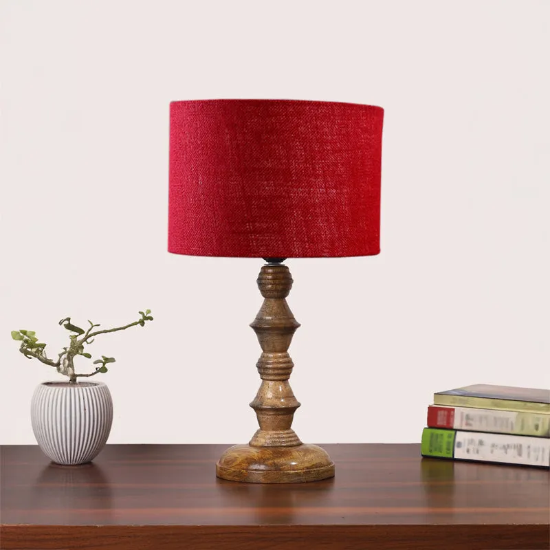 Sienna I Timber Wooden Table Lamp - Red,Brown media 3