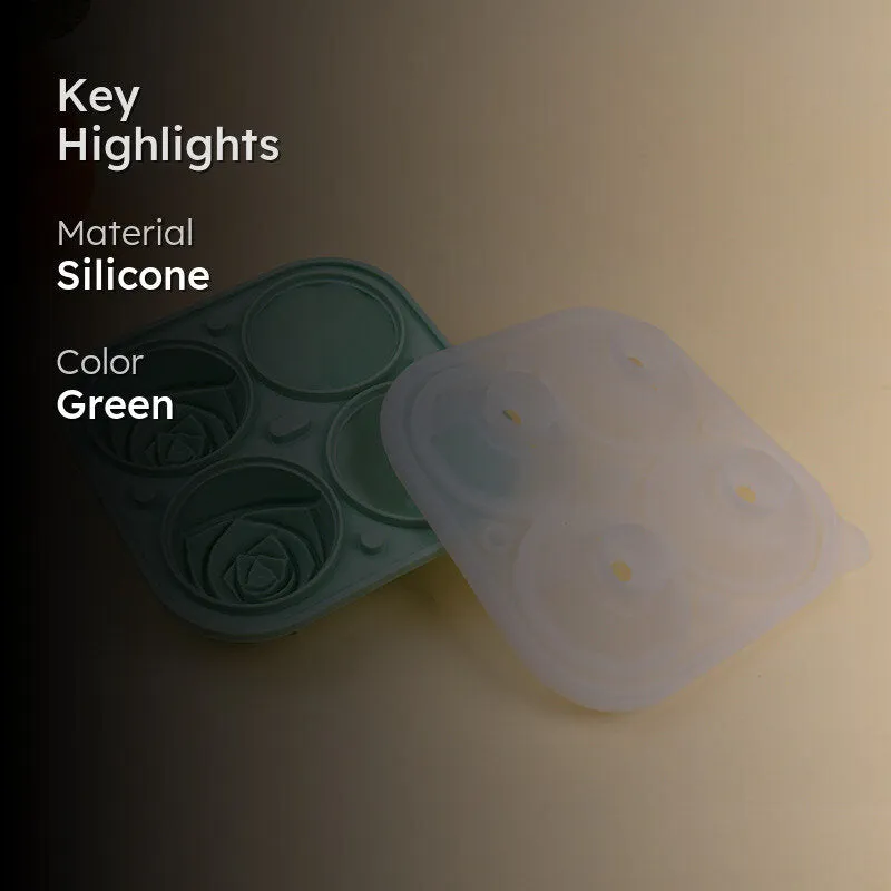 Rose Trio Silicone 4-Cube Ice Mould - Green media 2