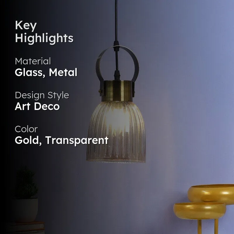 Auric Ribbed Glass Hanging Lamp media 2