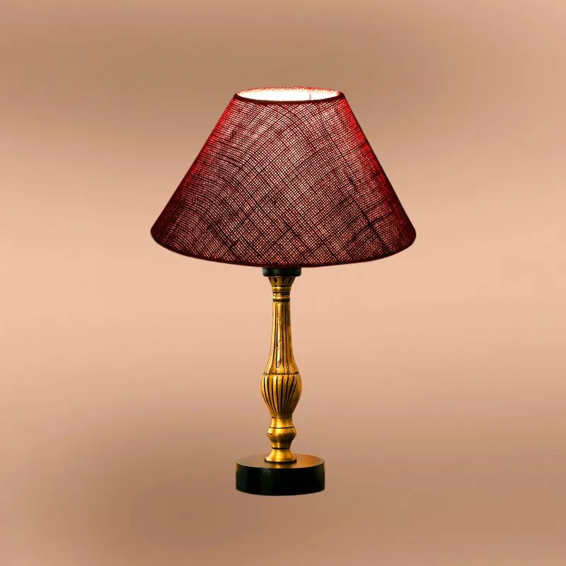 Aurelo Nivo Wooden Table Lamp - Maroon media 6