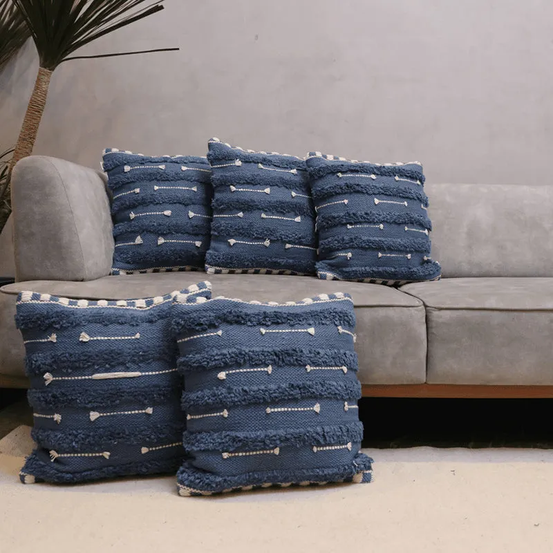 Softscape Tufted Cushion Cover (Blue & White) - Set Of Five media 5