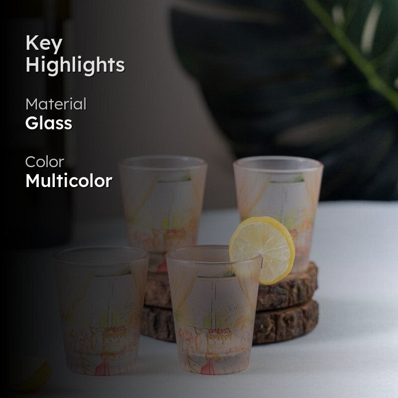 English Tea Party Frosted Shot Glass  (30 ml) - Set Of Four media 2