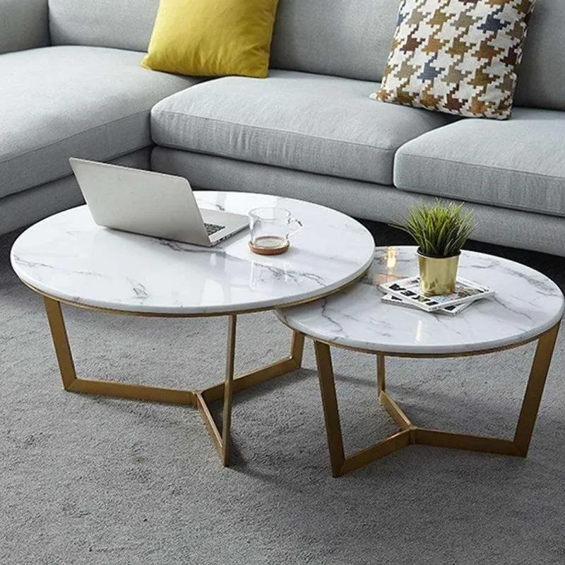 Quantum Edge Accent Table with Marble Top - Set Of Two media 1