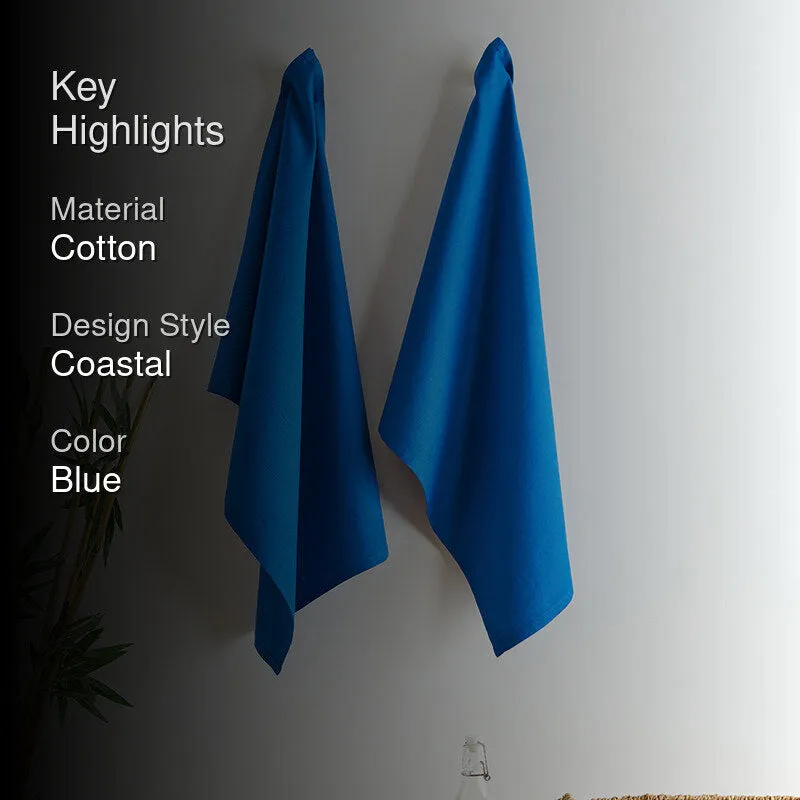 Sophistitch Solid Cotton Kitchen Towel (Blue) - Set Of Two media 2