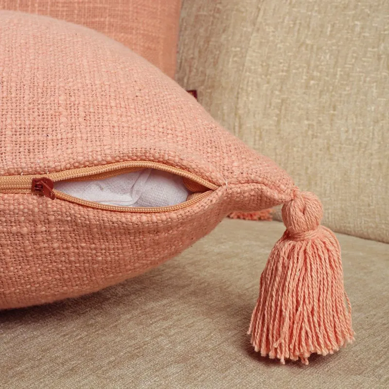 Claira Rectangle Solid Cushion Cover (Peach) - Set Of Two media 4