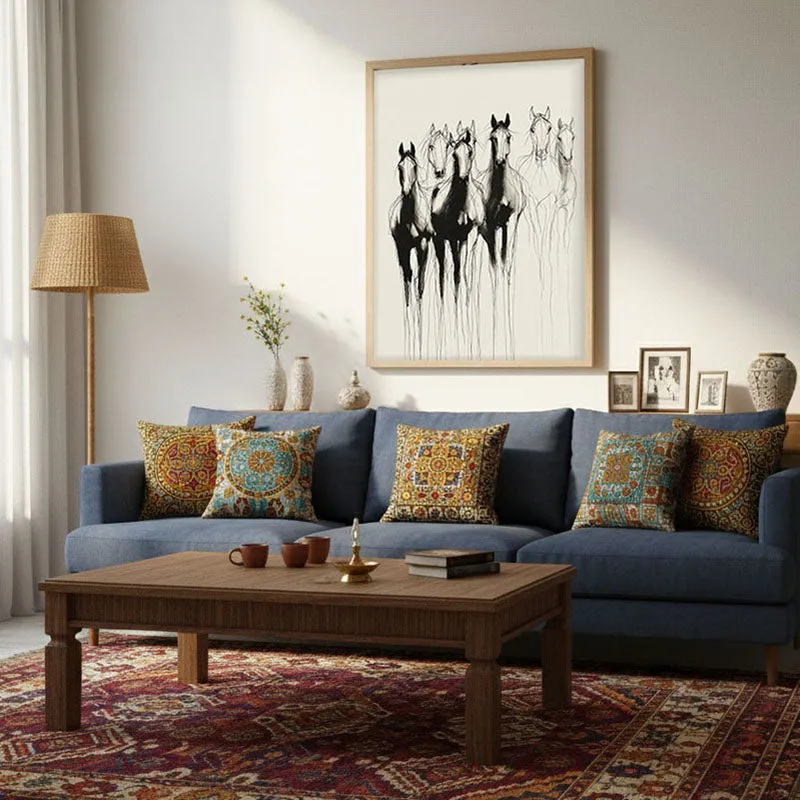 Horse Beyond Lines Wall Painting With Brown Frame media 3