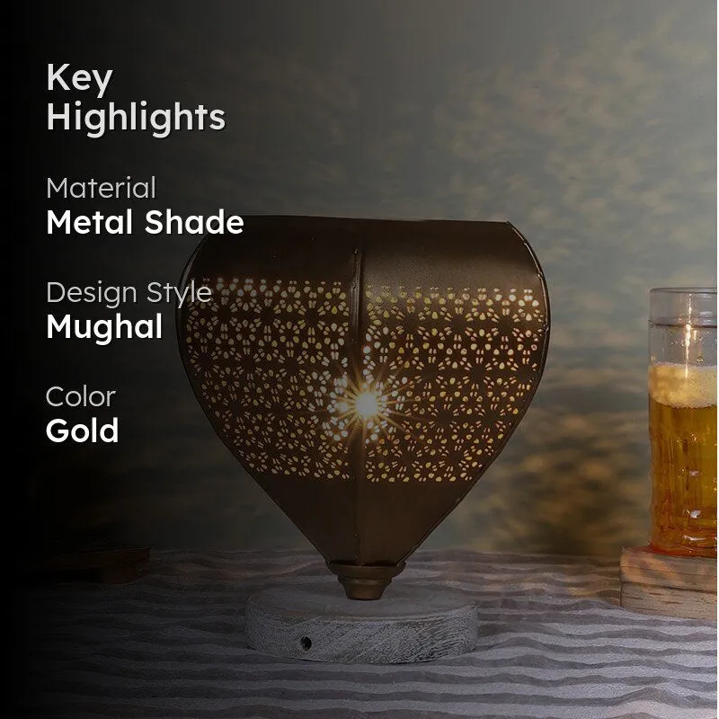 Gitana Glory Metal Table Lamp With Brushed Wood Base - Gold media 2