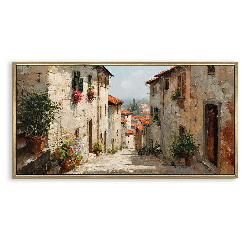Ancient Ochre Canvas Wall Painting With Frame media 3