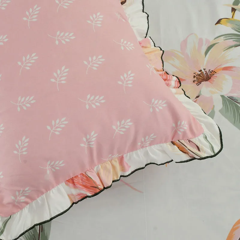 Berry Blush Frill Microfiber Bedsheet - 150 GSM media 5