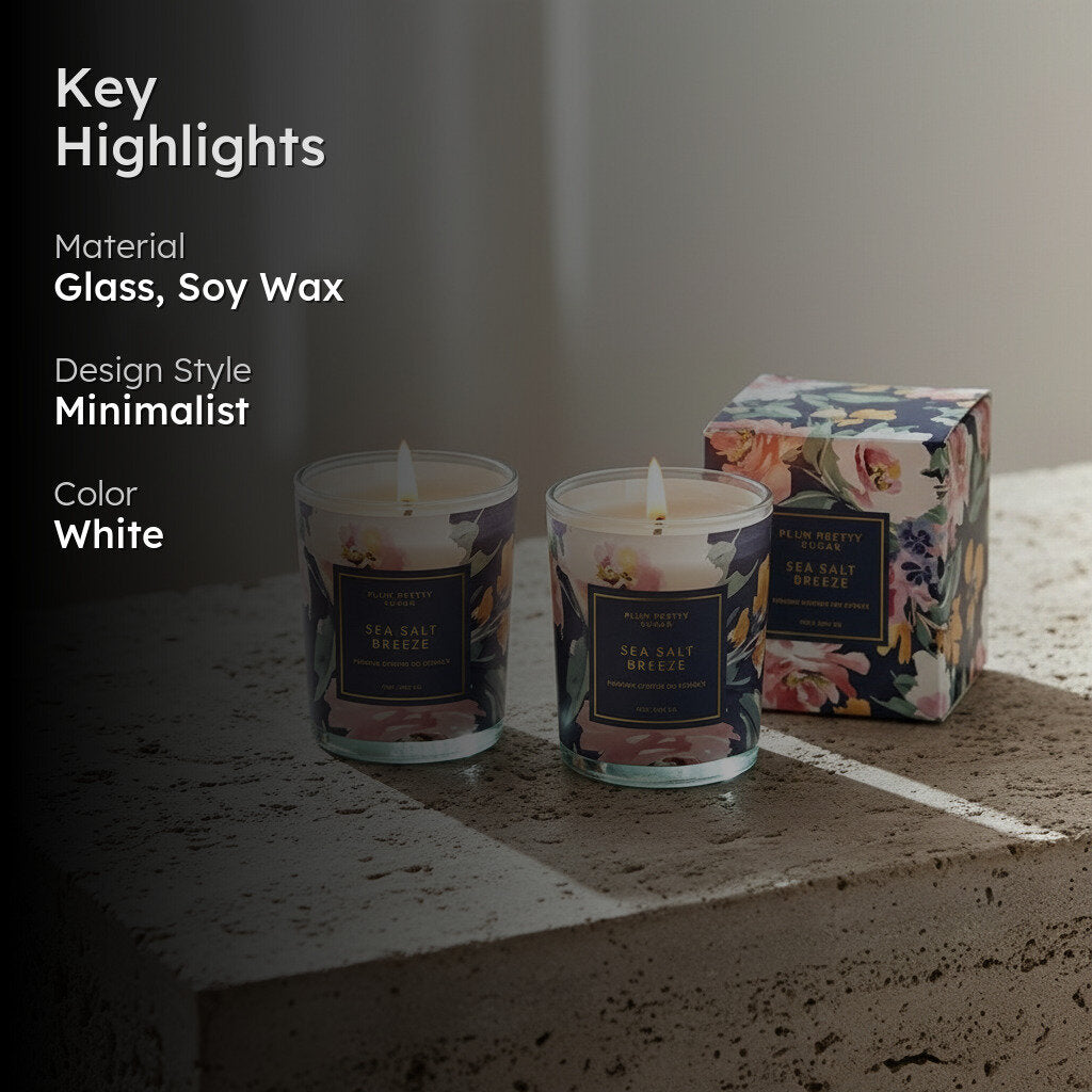 Sea Salt Scented Candle Glass Jar - Set Of Two media 2