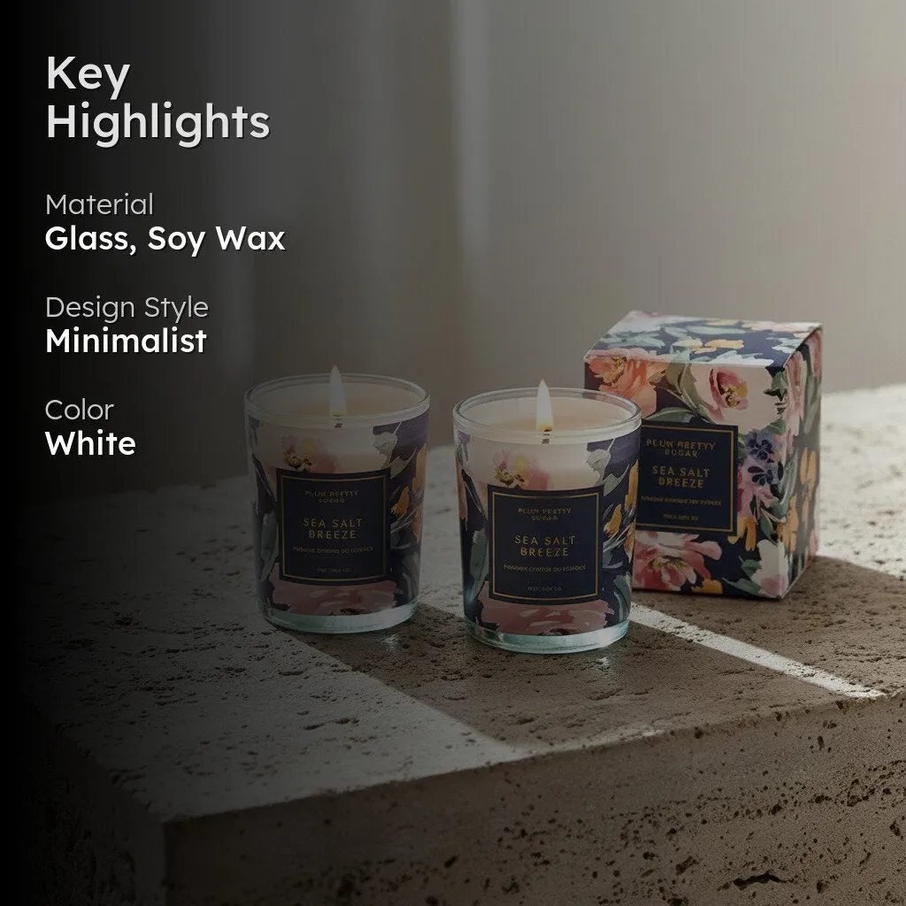 Sea Salt Scented Candle Glass Jar - Set Of Two media 2