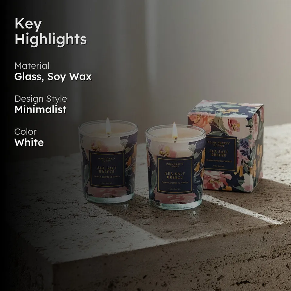 Sea Salt Scented Candle Glass Jar - Set Of Two media 2