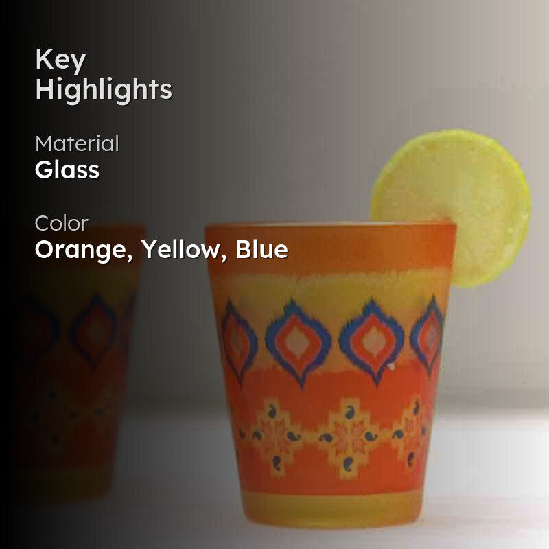Dazzling Ikkat Frosted Shot Glass (30 ml ) - Set Of Two media 2