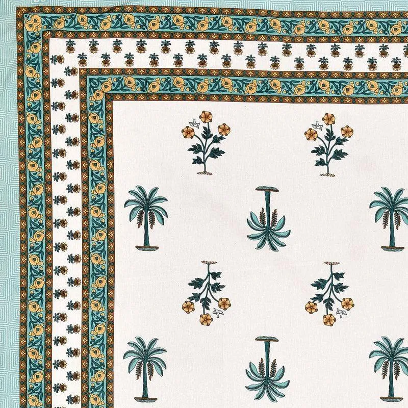 Palm Fields Printed Cotton Bedsheet (Green) - 140 TC media 4