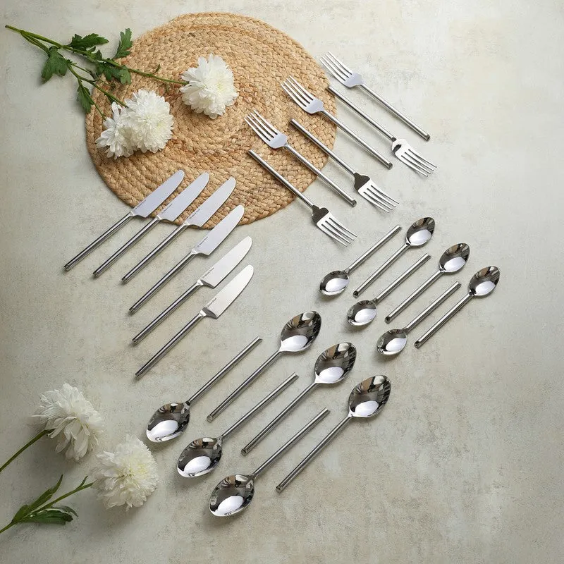 Kresta Stainless Steel Cutlery Set (Silver) - Twenty Four Piece Set media 1