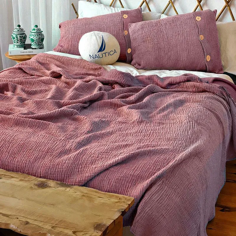 Nautica Champagne Whisper Solid Cotton Bedsheet (Dusty Pink) - 350 TC media 1