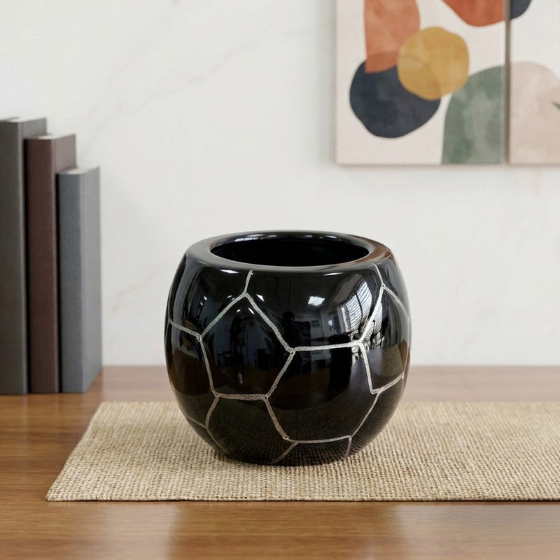 Artisan Finish Ceramic Planter - Black