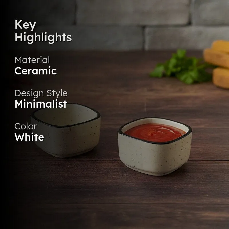 Culinex Ceramic Dip Bowls (White ,50 mL Each) - Set Of Two media 2