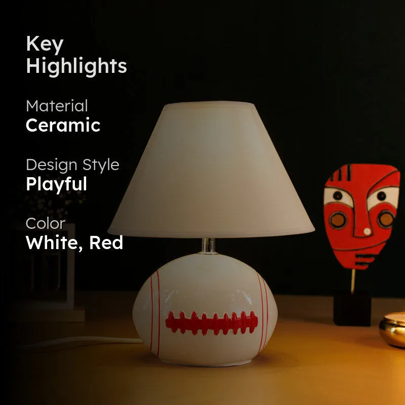 Rugby Craze Ceramic Table Lamp - White,Red media 2