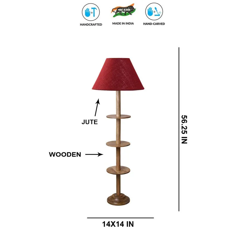 Vintage Glow Light Wooden Floor Lamp - Maroon media 8