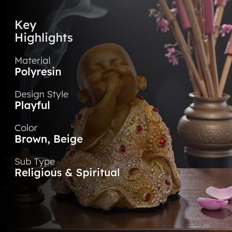 Serenity Laughing Buddha Showpiece - Brown media 2