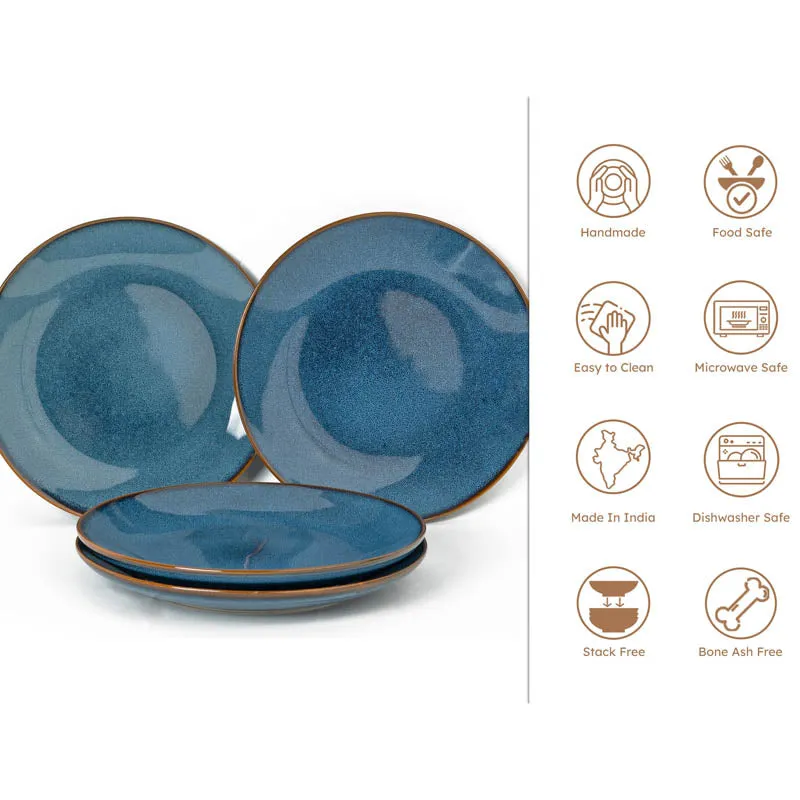 Tarangini Handmade Dinner Plate (Blue) - Set of Four media 5
