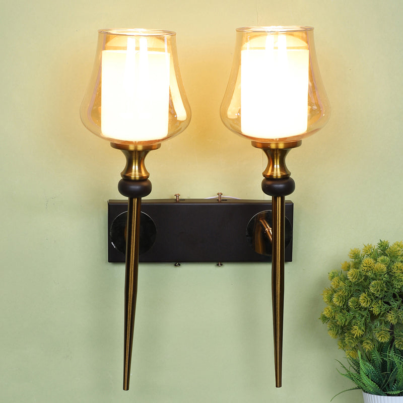 Alankrita Glass Shade Wall Lamp With Iron Base