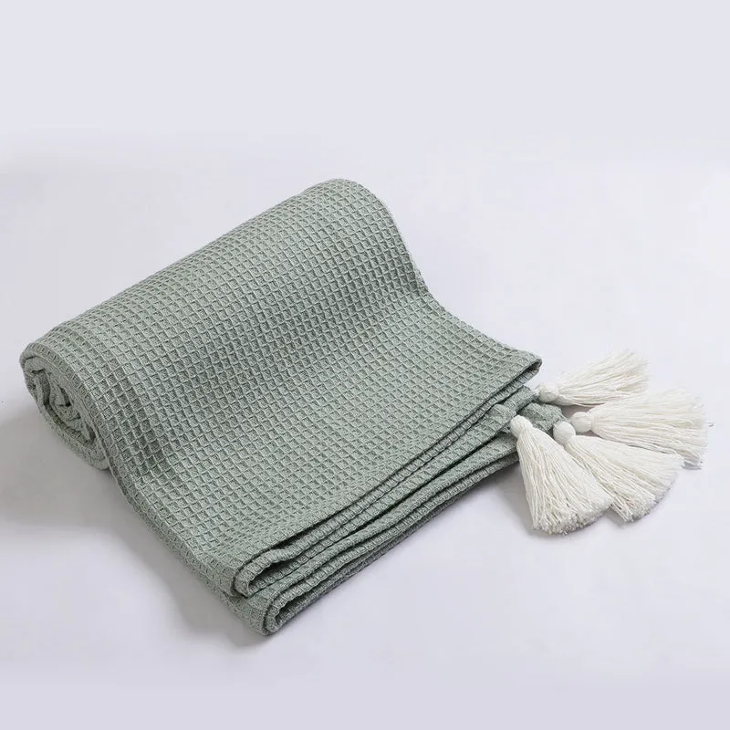 Cotton Meadow Knitted Tassled Throw - Grey media 5