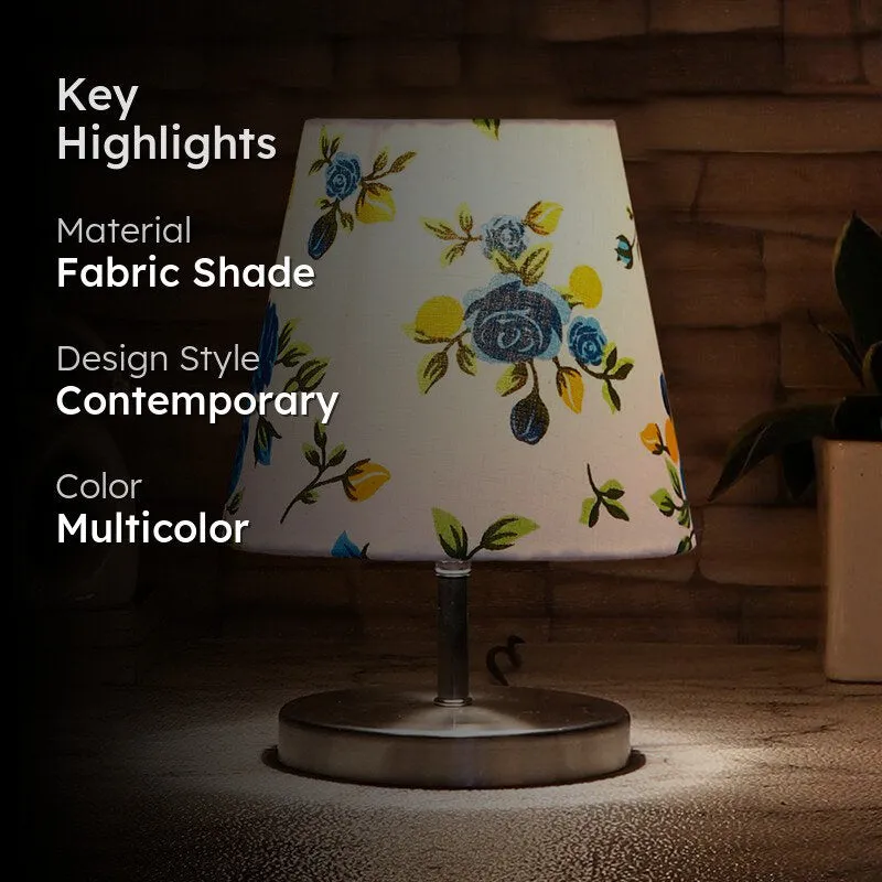 Vidro Blue Fleur Fabric Table Lamp - Multicolor media 2