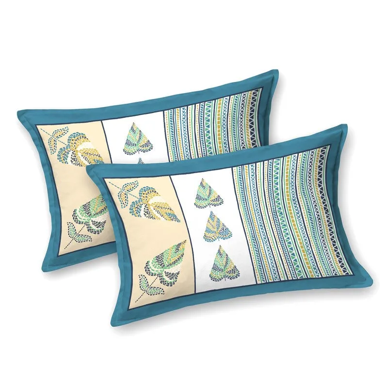 Desert Nest Cotton Bedsheet (Beige,Blue) - 120 TC media 3