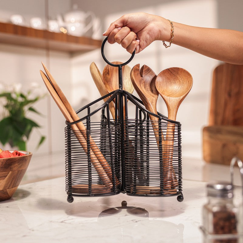 Natural Grain Wood Cutlery Stand media 7