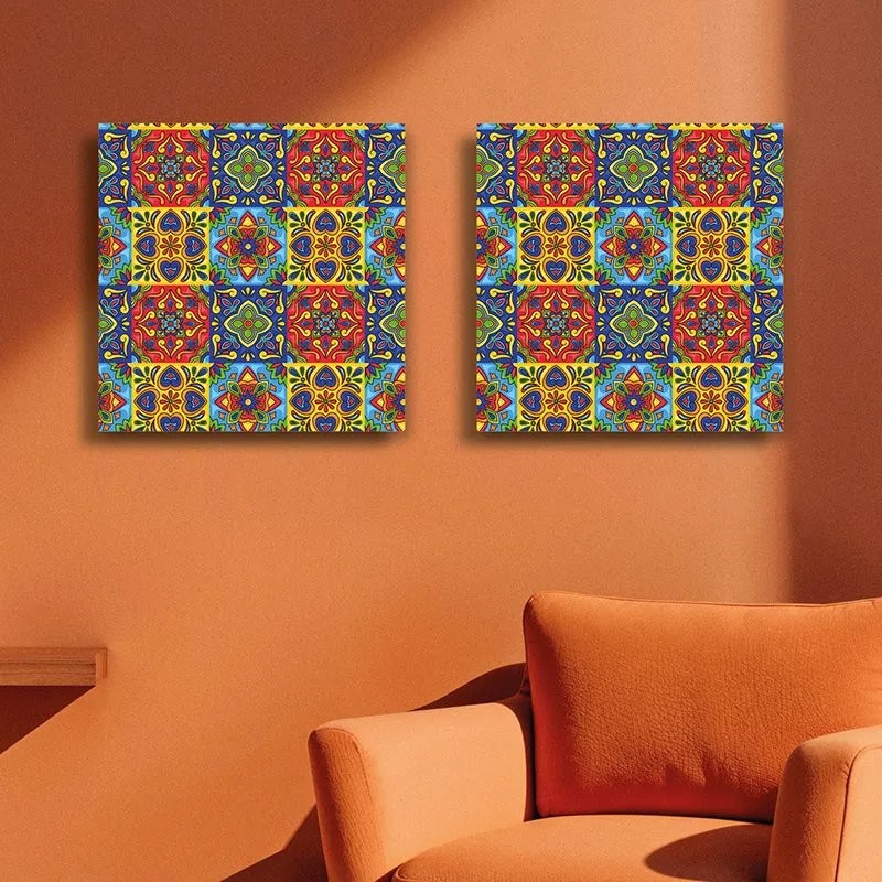 Jaipuri Mosaics Canvas Wall Art - Set Of Two media 5